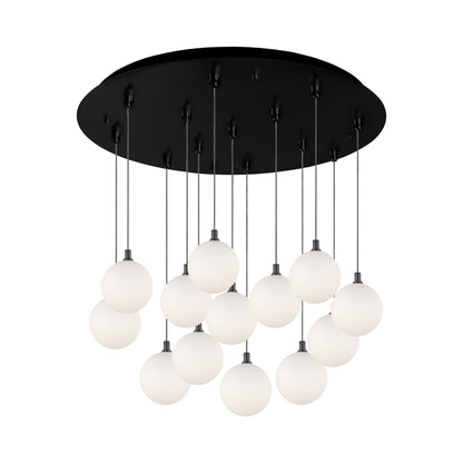 Bolla Multi Light LED Pendant Light in Black/Opal Matte Glass (13-Light).