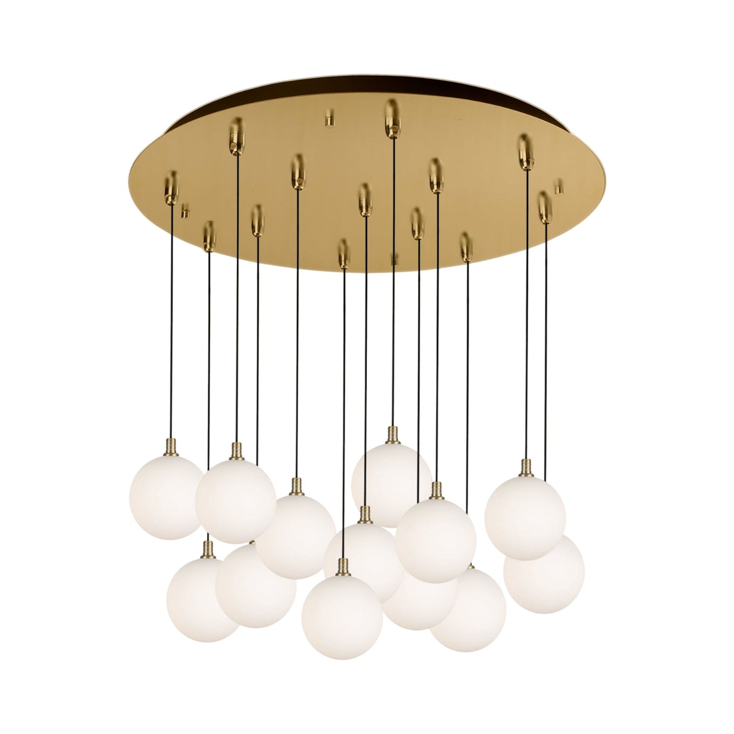 Bolla Multi Light LED Pendant Light in Brushed Gold/Opal Matte Glass (13-Light).