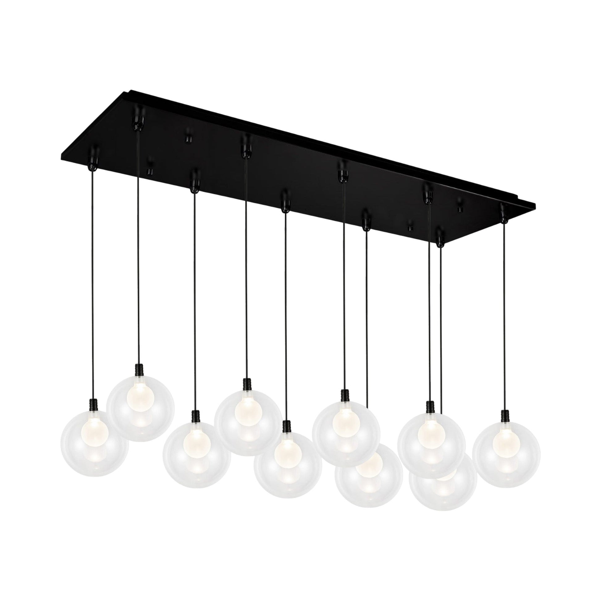 Bolla Rectangle Multi Light LED Pendant Light in Black.