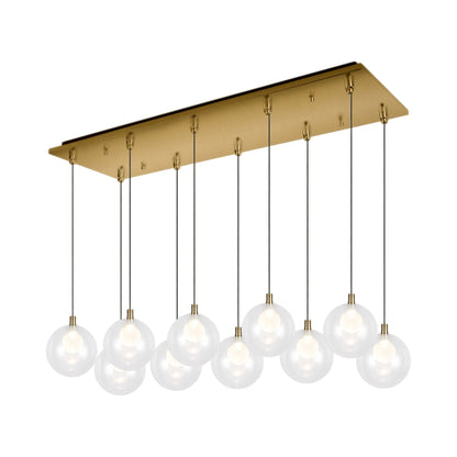 Bolla Rectangle Multi Light LED Pendant Light in Brushed Gold.