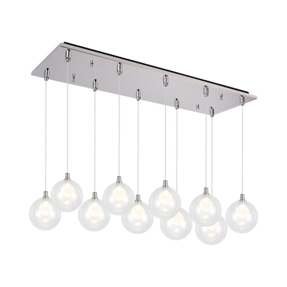 Bolla Rectangle Multi Light LED Pendant Light in Chrome.