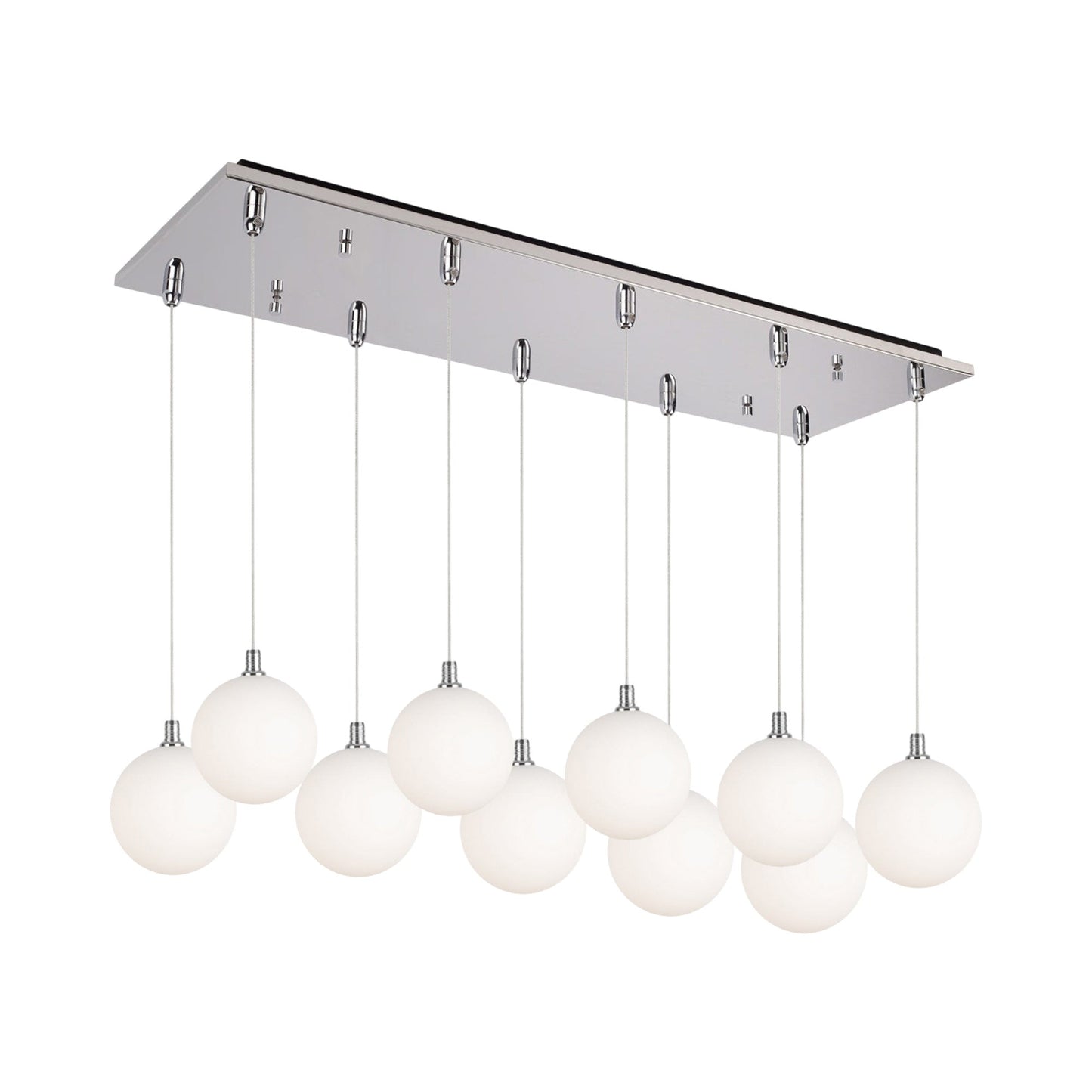 Bolla Rectangle Multi Light LED Pendant Light in Chrome/Opal Matte Glass.