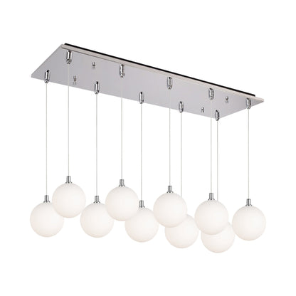 Bolla Rectangle Multi Light LED Pendant Light in Chrome/Opal Matte Glass.