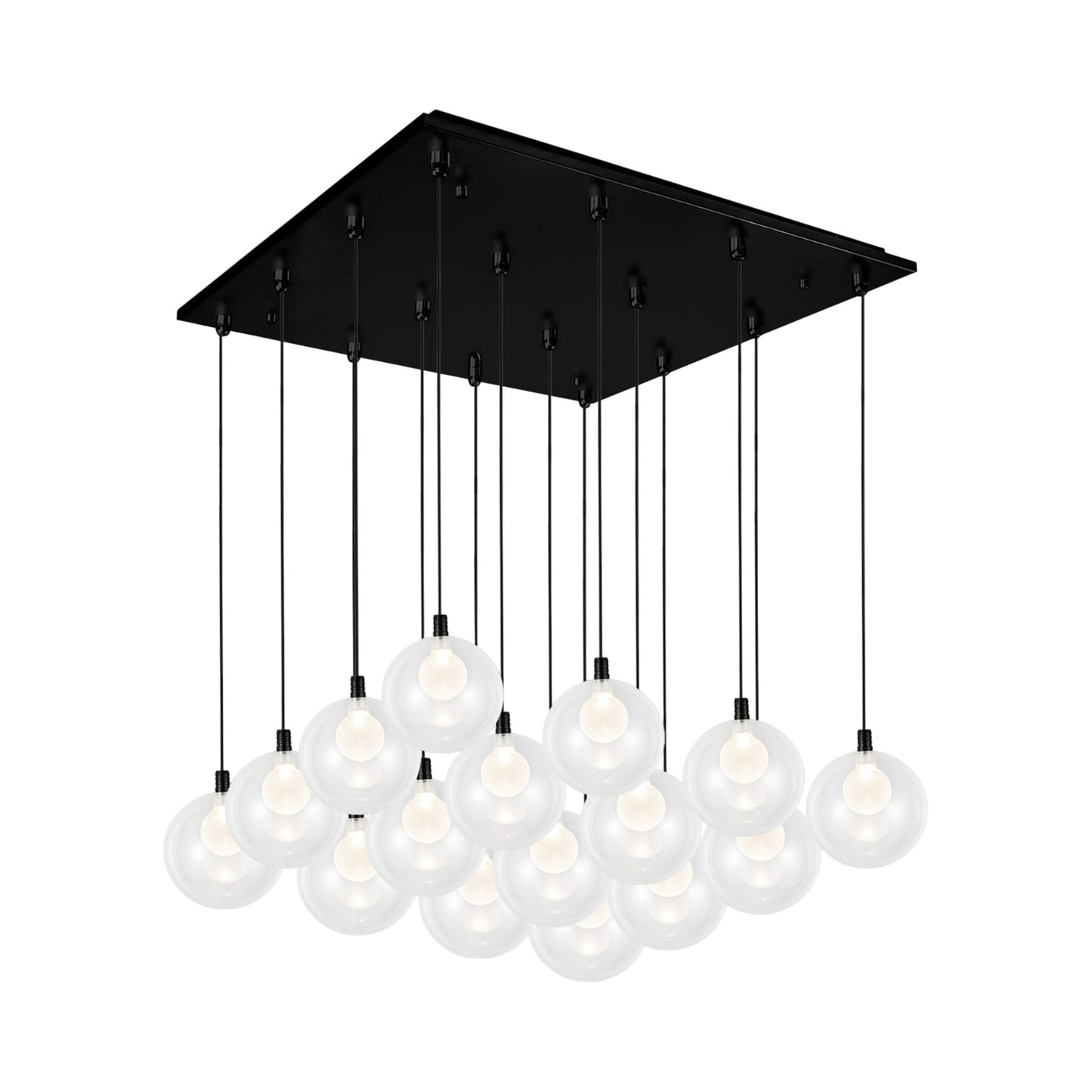 Bolla Square Multi Light LED Pendant Light in Black.