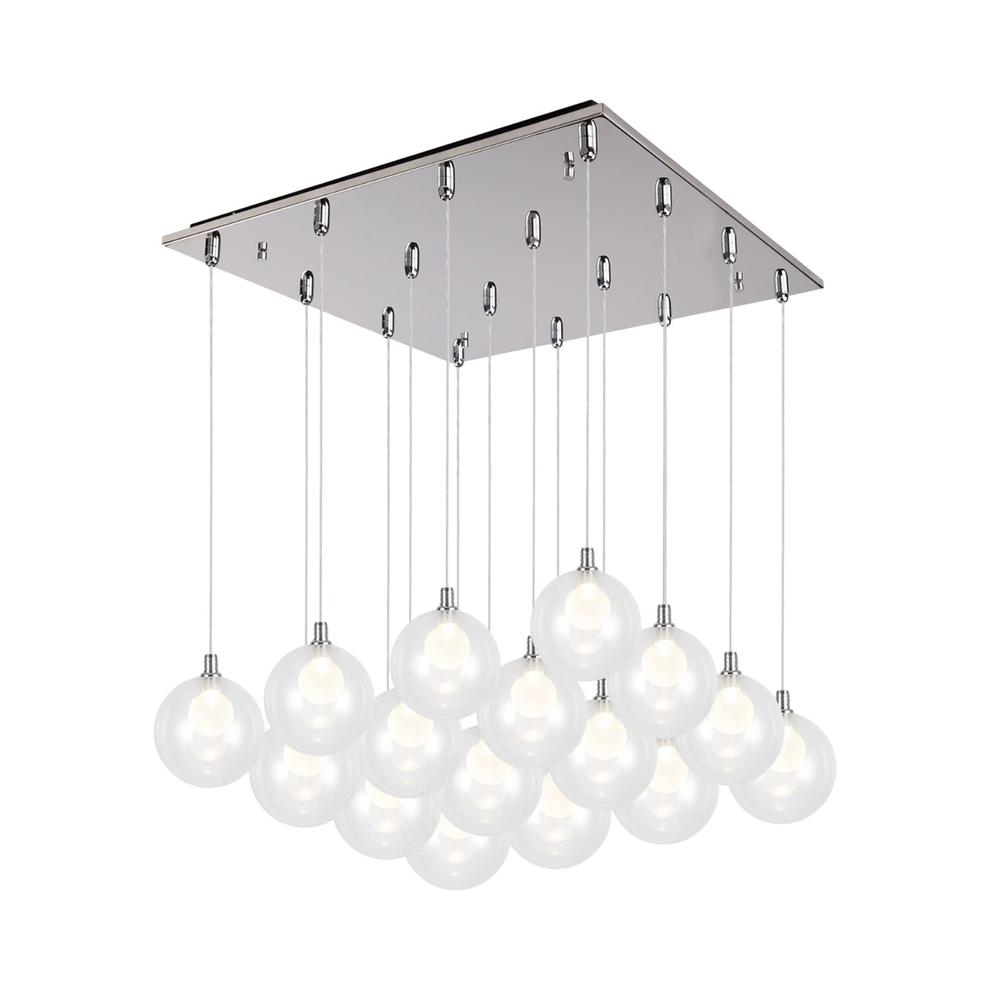 Bolla Square Multi Light LED Pendant Light in Chrome.
