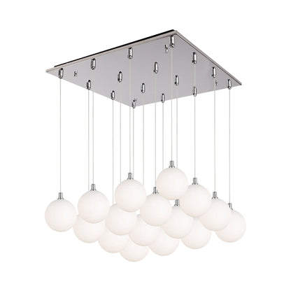 Bolla Square Multi Light LED Pendant Light in Chrome/Opal Matte Glass.