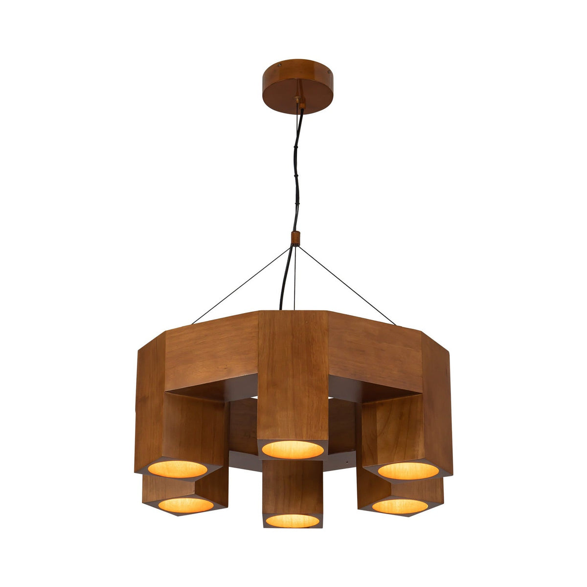 Bosco LED Chandelier in Natural Oak (25-Inch).