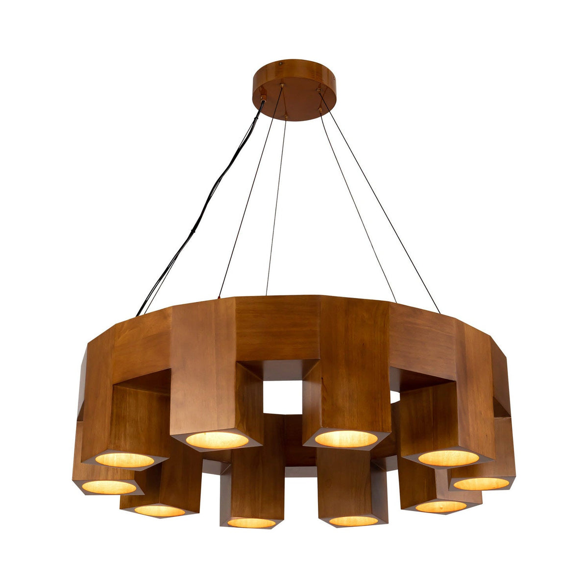 Bosco LED Chandelier in Natural Oak (35-Inch).