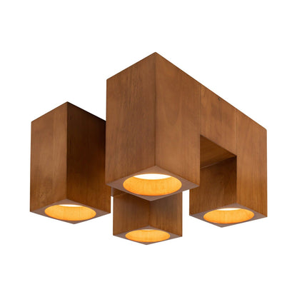 Bosco LED Semi Flush Mount Ceiling Light in Natural Oak.