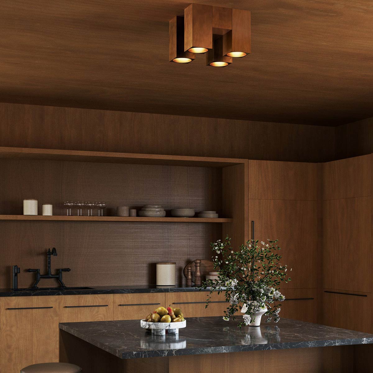 Bosco LED Semi Flush Mount Ceiling Light in kitchen.