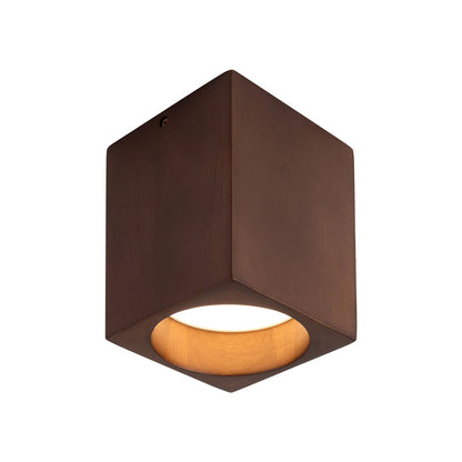 Bosco Rectangular LED Semi Flush Mount Ceiling Light in Walnut (7-Inch).