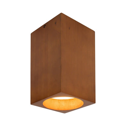 Bosco Rectangular LED Semi Flush Mount Ceiling Light in Natural Oak (10-Inch).
