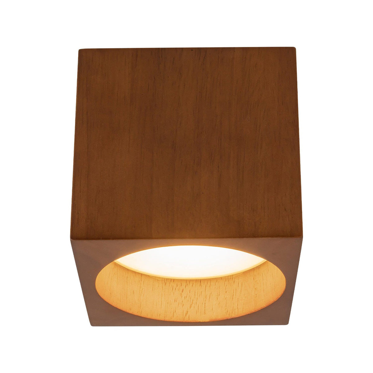 Bosco Square LED Semi Flush Mount Ceiling Light in Natural Oak.