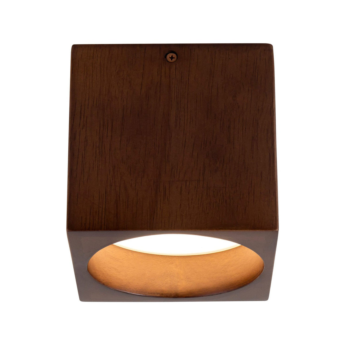 Bosco Square LED Semi Flush Mount Ceiling Light in Walnut.