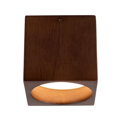 Bosco Square LED Semi Flush Mount Ceiling Light in Walnut.