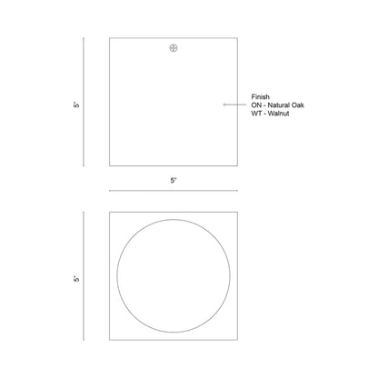 Bosco Square LED Semi Flush Mount Ceiling Light - line drawing.