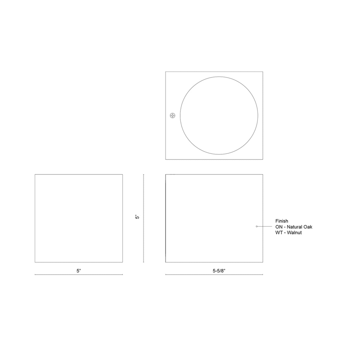 Bosco Square LED Wall Light - line drawing.