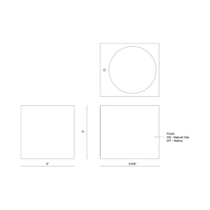 Bosco Square LED Wall Light - line drawing.