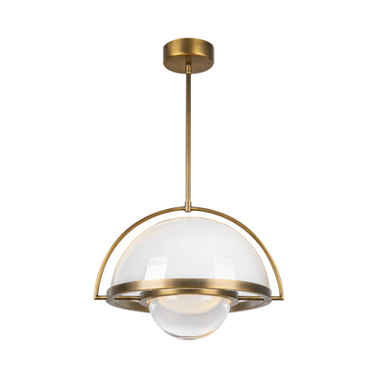 Bowery LED Pendant Light in Vintage Brass.