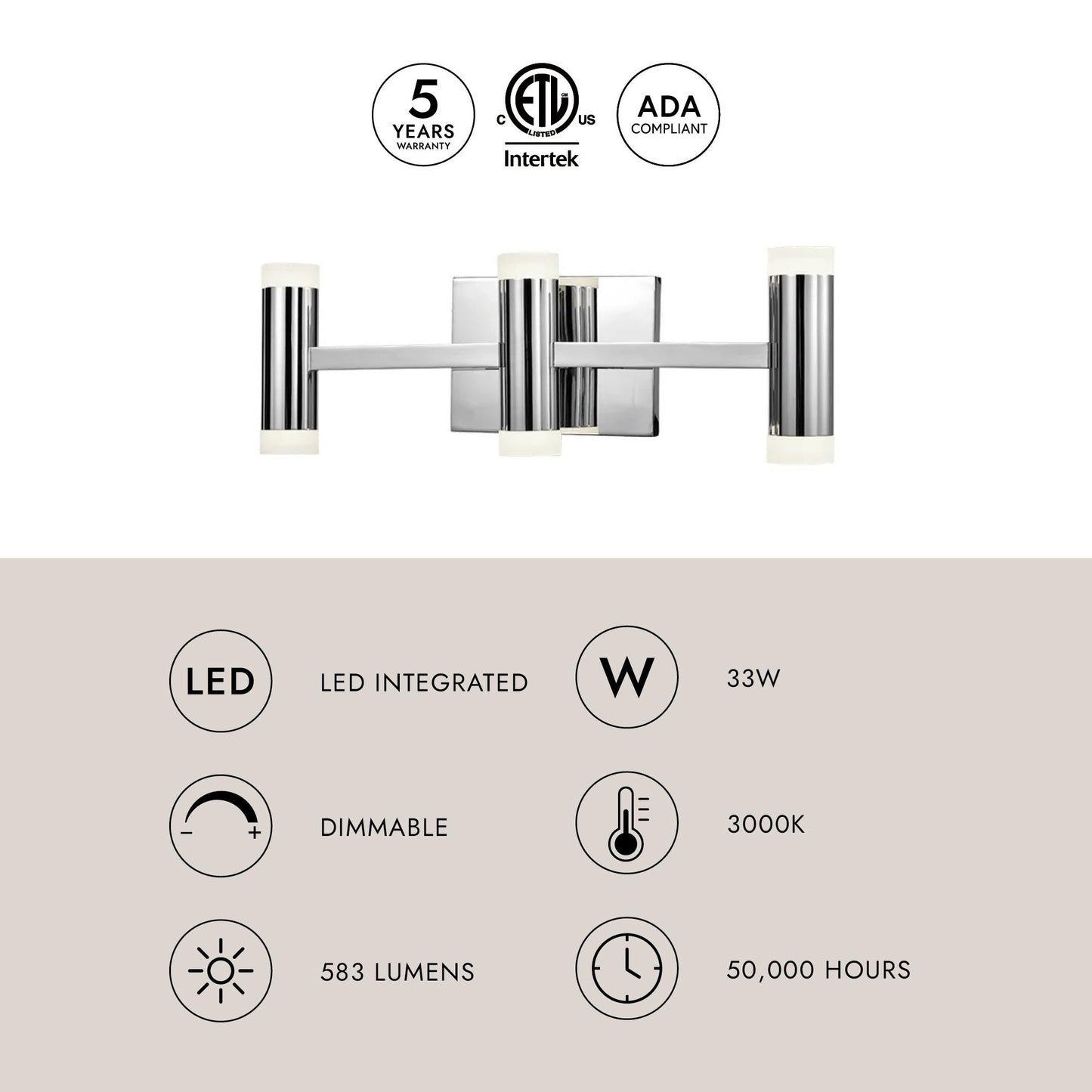 Brazen LED Vanity Wall Light in Detail.