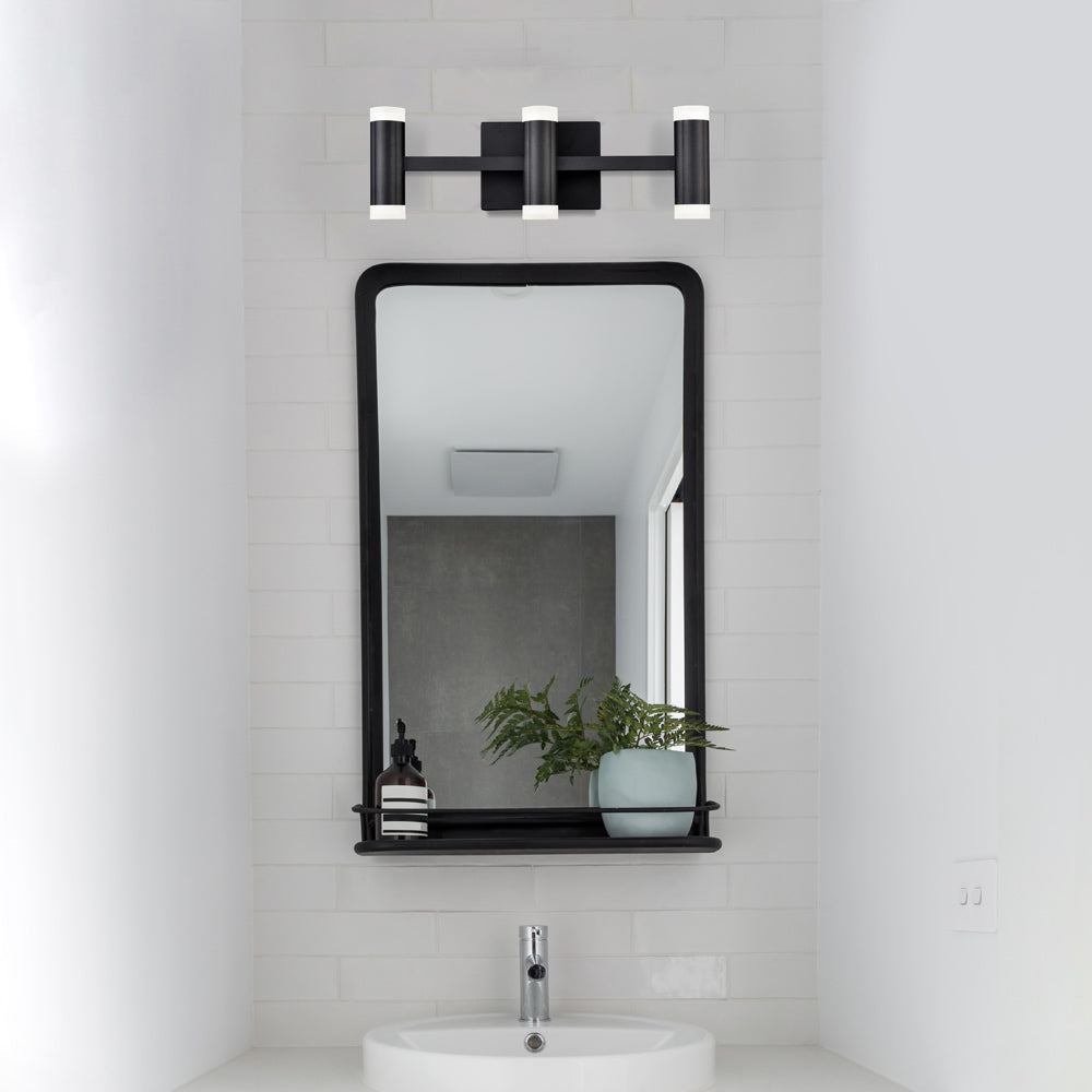 Brazen LED Vanity Wall Light in bathroom.