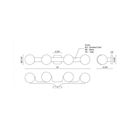 Briar Bath Vanity Light - line drawing.