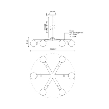 Briar Chandelier - line drawing.