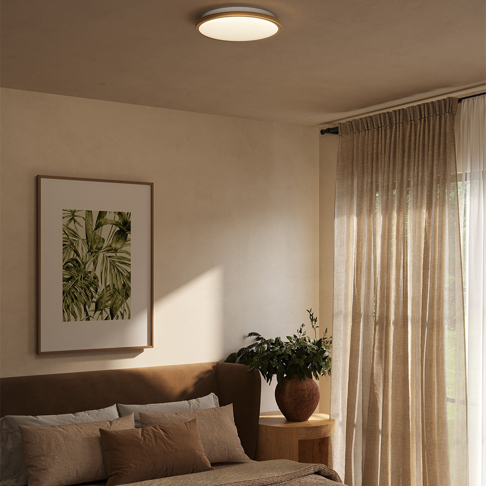 Brook LED Flush Mount Ceiling Light in bedroom.
