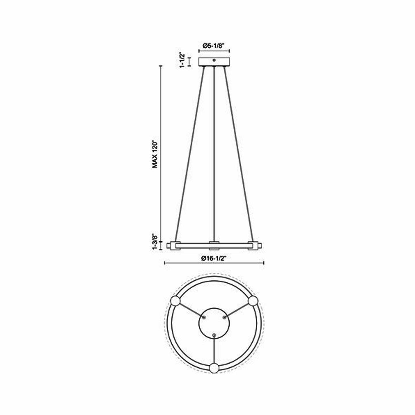 Bruni LED Pendant Light - line drawing.