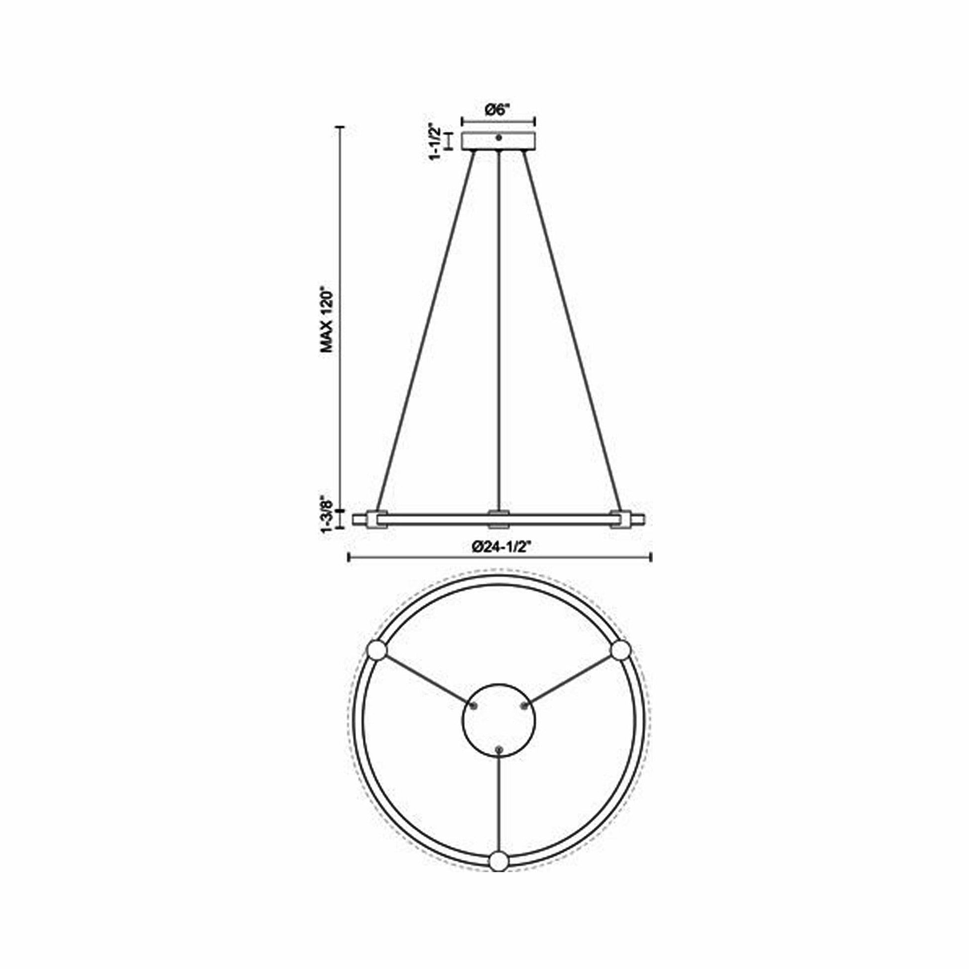 Bruni LED Pendant Light - line drawing.