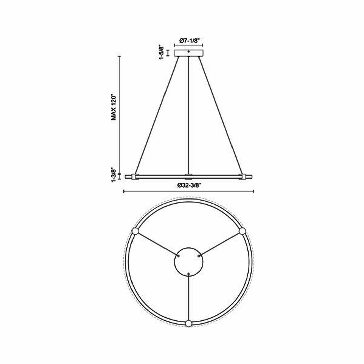Bruni LED Pendant Light - line drawing.