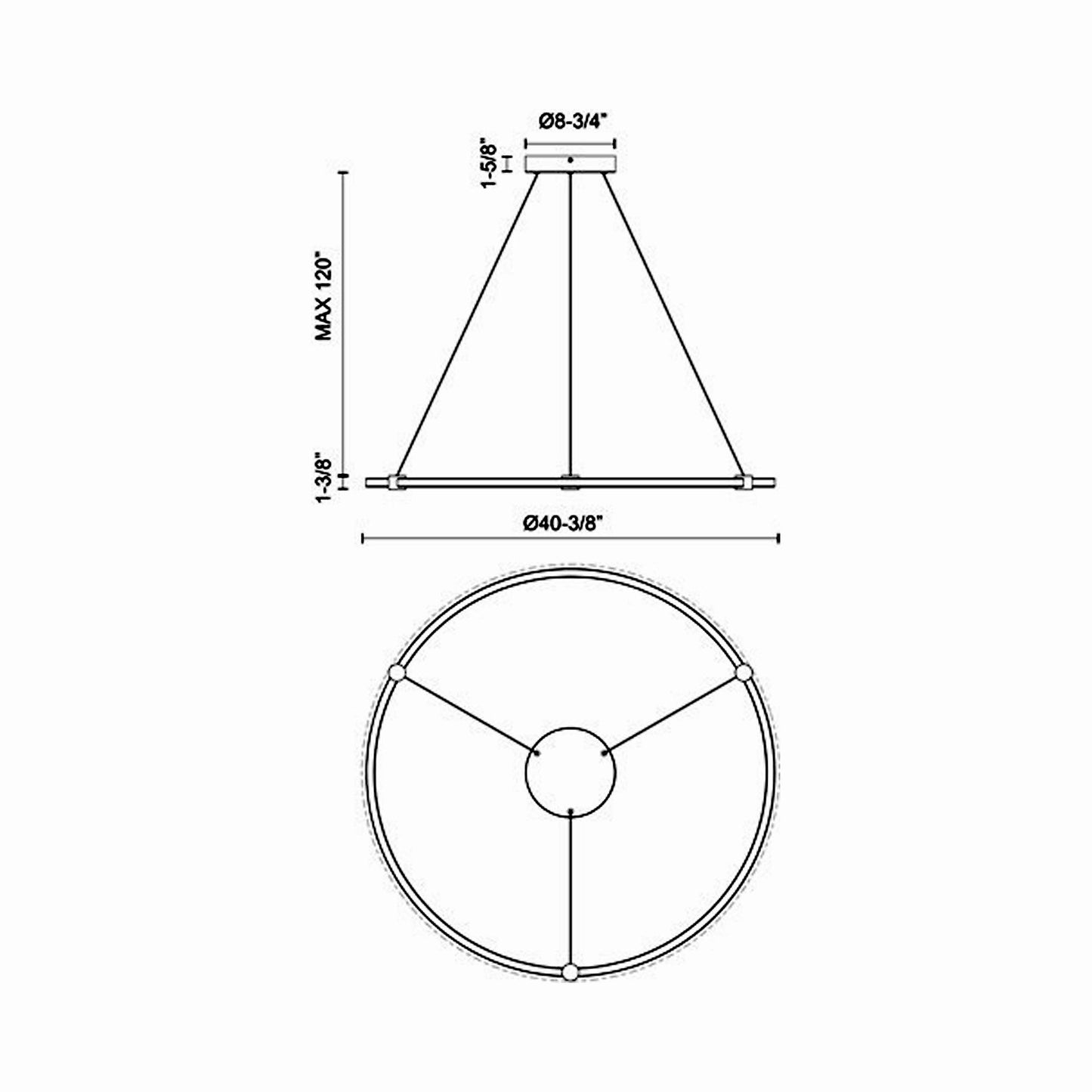 Bruni LED Pendant Light - line drawing.