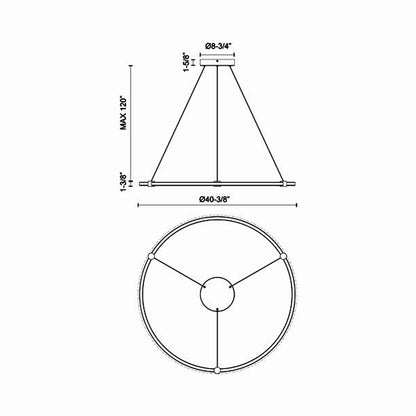 Bruni LED Pendant Light - line drawing.