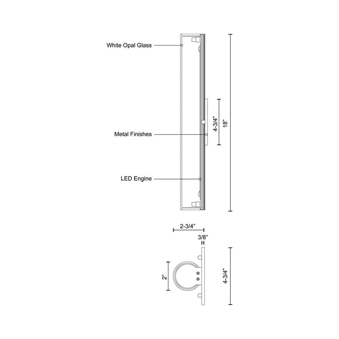 Bute LED Wall Light - line drawing.