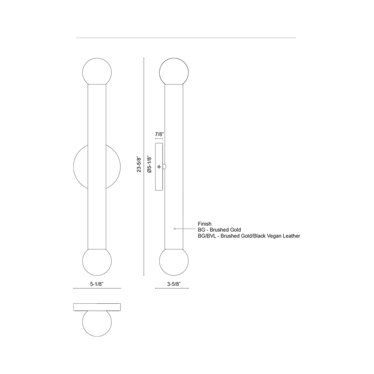 Calla LED Bath Vanity Light - line drawing.