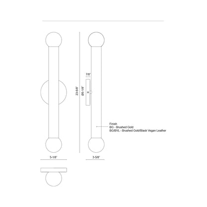 Calla LED Bath Vanity Light - line drawing.