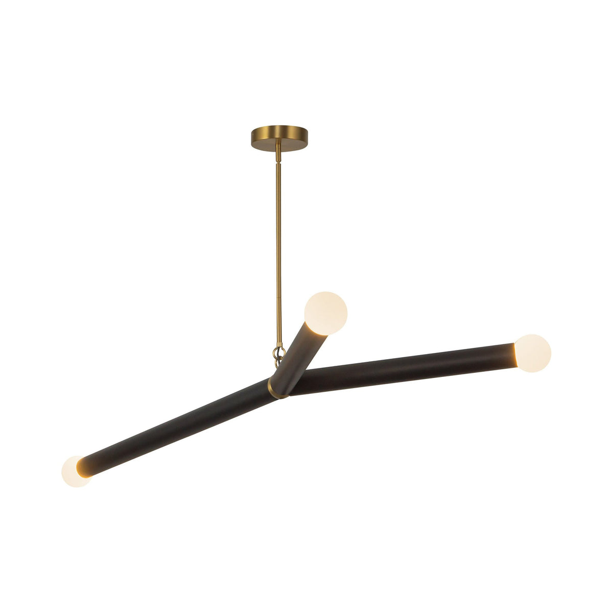 Calla LED Chandelier in Brushed Gold/Black Vegan Leather.