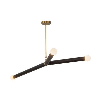 Calla LED Chandelier in Brushed Gold/Black Vegan Leather.