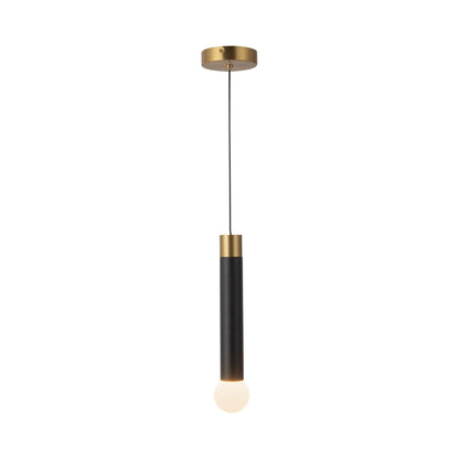 Calla LED Pendant Light in Brushed Gold/Black Vegan Leather.