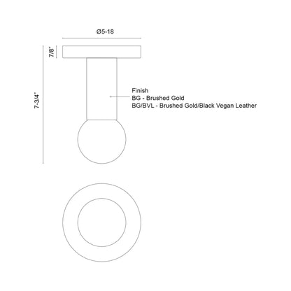 Calla LED Semi Flush Mount Ceiling Light - line drawing.
