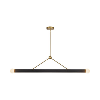 Calla Linear LED Pendant Light in Brushed Gold/Black Vegan Leather.