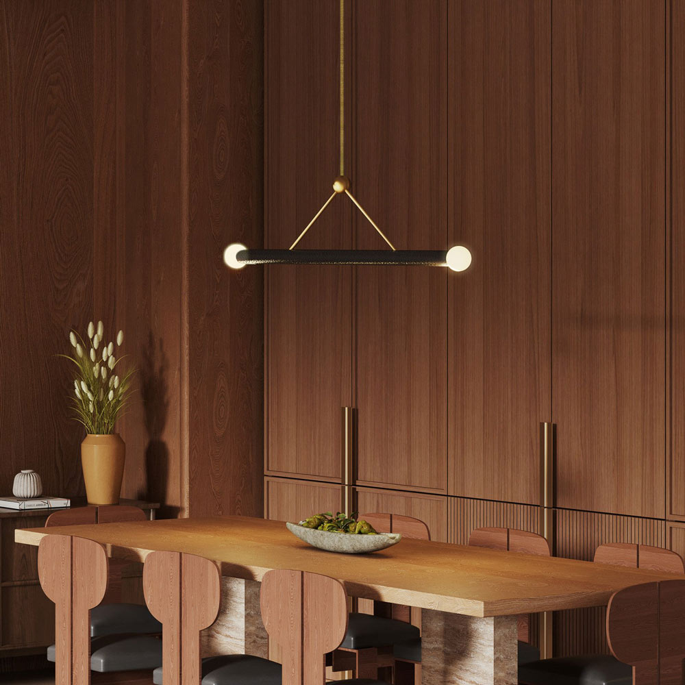 Calla Linear LED Pendant Light in dining room.