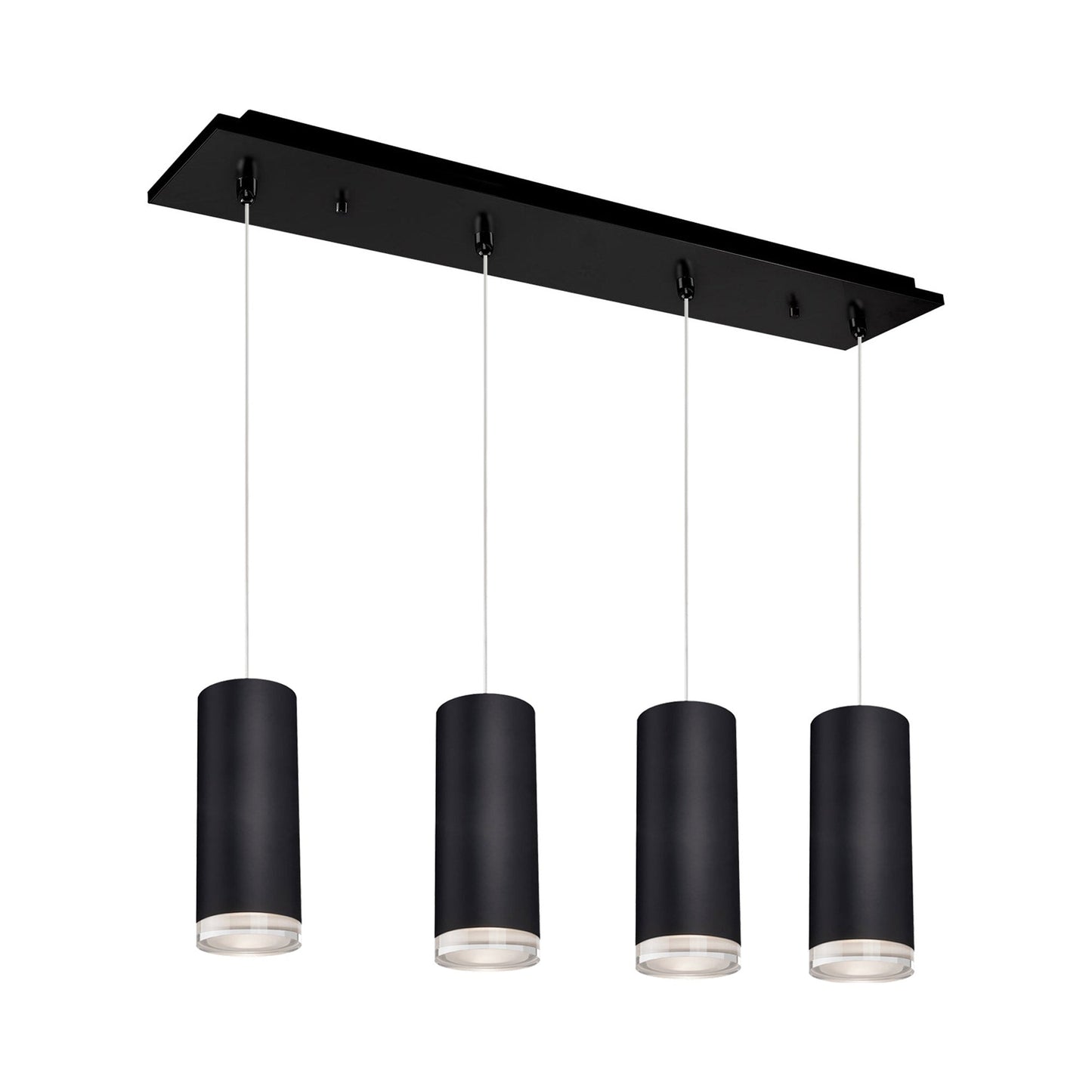 Cameo Rectangle Multi Light LED Pendant Light in Black (4-Light).