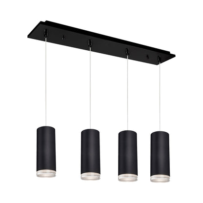 Cameo Rectangle Multi Light LED Pendant Light in Black (4-Light).