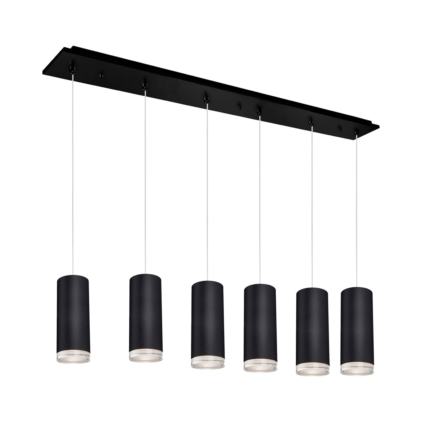 Cameo Rectangle Multi Light LED Pendant Light in Black (6-Light).