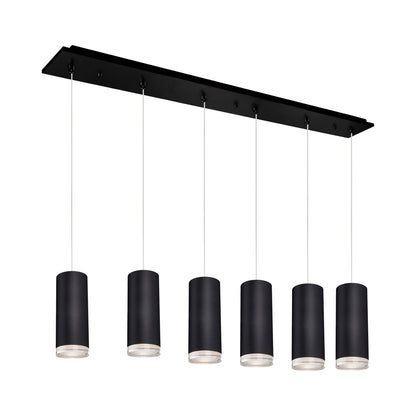 Cameo Rectangle Multi Light LED Pendant Light in Black (6-Light).