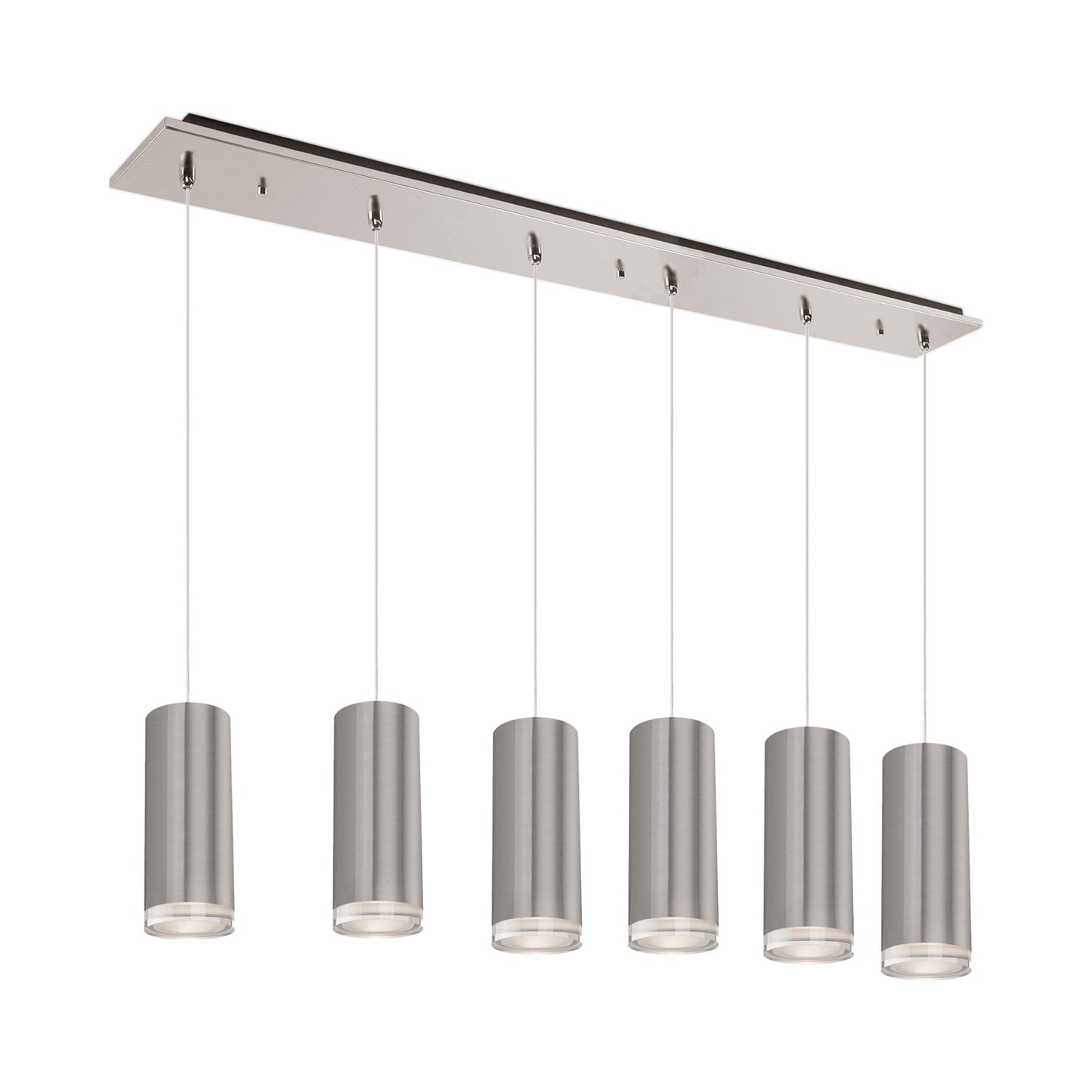 Cameo Rectangle Multi Light LED Pendant Light in Brushed Nickel (6-Light).