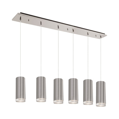 Cameo Rectangle Multi Light LED Pendant Light in Brushed Nickel (6-Light).