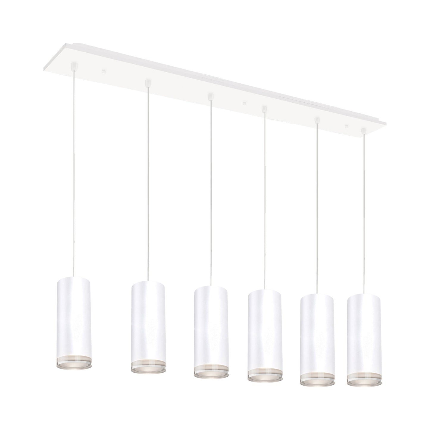 Cameo Rectangle Multi Light LED Pendant Light in White (6-Light).