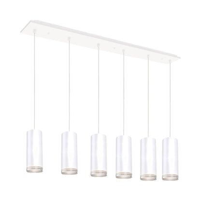 Cameo Rectangle Multi Light LED Pendant Light in White (6-Light).